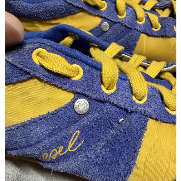 Vintage Diesel Shoes Womens Size 9.5 Blue Yellow Live Rush Suede Leather - Picture 6 of 9